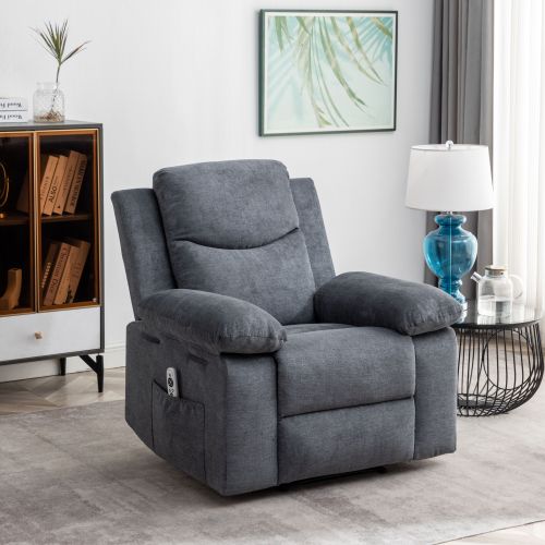Power Recliner Chair with Adjustable Massage Function, Velvet Electric Power Chair for Elderly with One Side Pockets Power Recliner Chair with Adjustable Massage Function, Velvet Electric Power Chair for Elderly with One Side Pockets